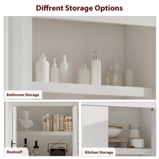 Tall Wooden Kitchen Pantry Cabinet for Dining, Living Room image {6}