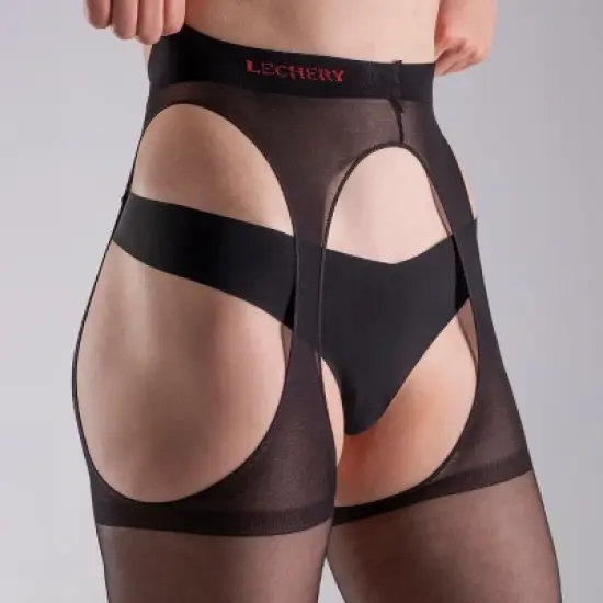 LECHERY Women's Lustrous Silky Shiny Sheer Suspender High-Waisted No Waistband Nylons Pantyhose Tights Stockings (1 Pair) image {7}