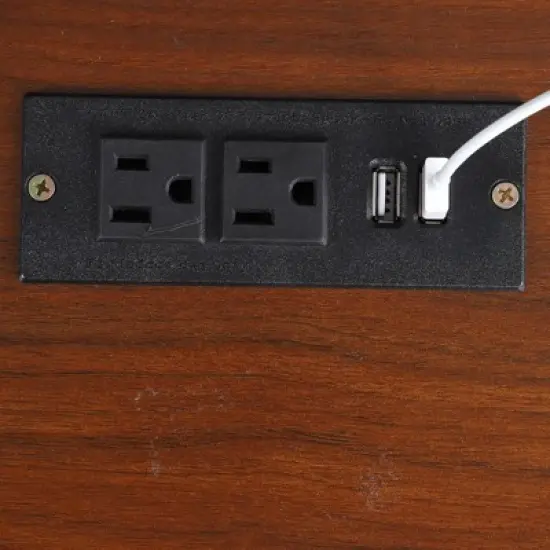 Nightstand with Storage &ndash; Mid Century Modern Bedroom Side Table Built-in Charging Station with 2 USB Ports & 2 Power Outlets image {4}