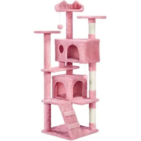 Yaheetech 61.5"H Cat Tree with 2 Condos for Kittens Small Cats image {11}