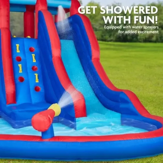 Sunny & Fun Inflatable Kids Backyard Double Water Slide Park with Pool image {3}