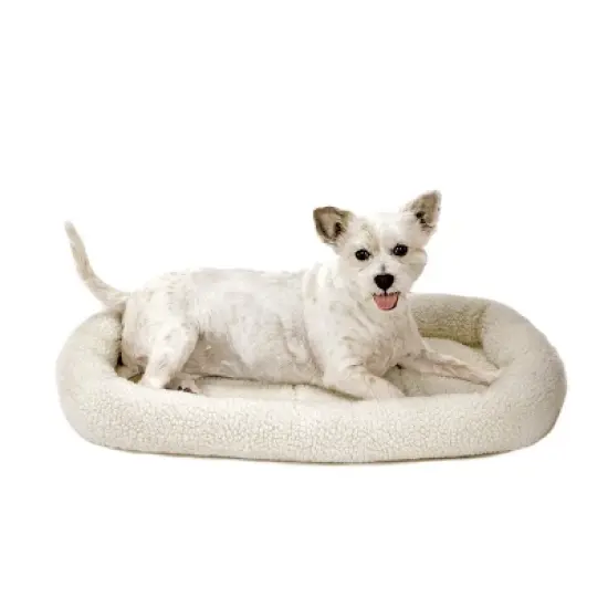 Slumber Pet High Pile Fleece Bumper-Style Crate Pet Bed - Natural image {1}