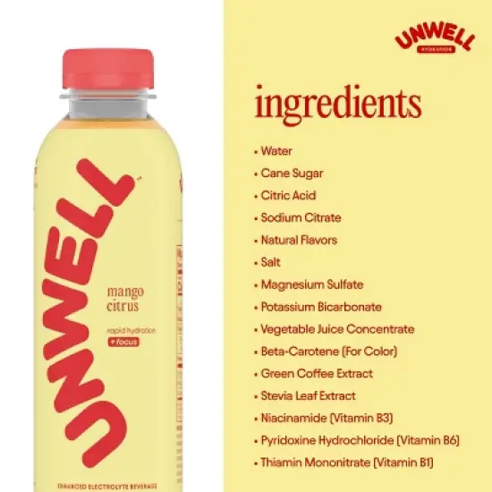 Unwell Mango Citrus Hydration Electrolyte Drink - 16.9 fl oz Bottle image {5}