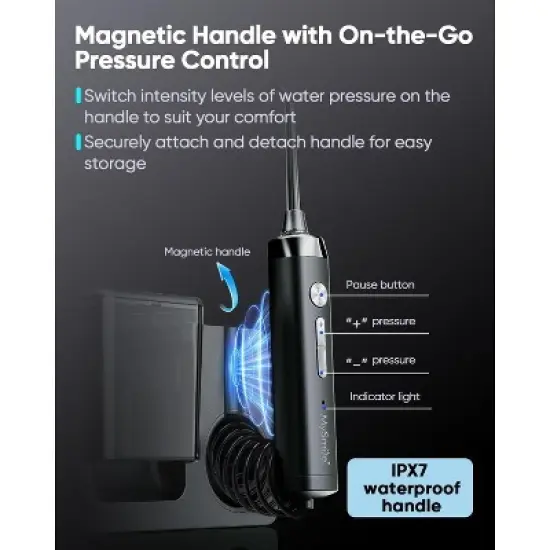 MySmile LP233 Pro UVC Sterilizable Countertop Water flossers for Teeth 800ML with a Water Filter 3 Modes and 6 Jet Tips image {8}