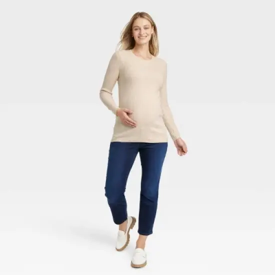 Ribbed Lightweight Crew Neck Maternity Sweater - Isabel Maternity by Ingrid & Isabel&trade; image {2}