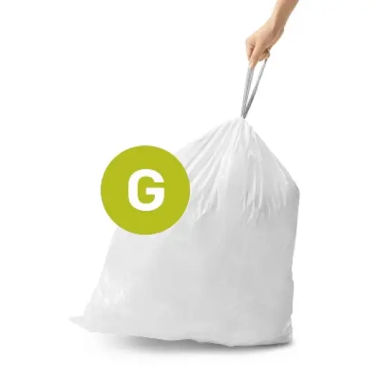 simplehuman Code G 200 Count, Genuine Custom Fit Liners, Drawstring Trash Bags in Dispenser Packs, 30-35 Liter / 8-9 Gallon, White image {3}