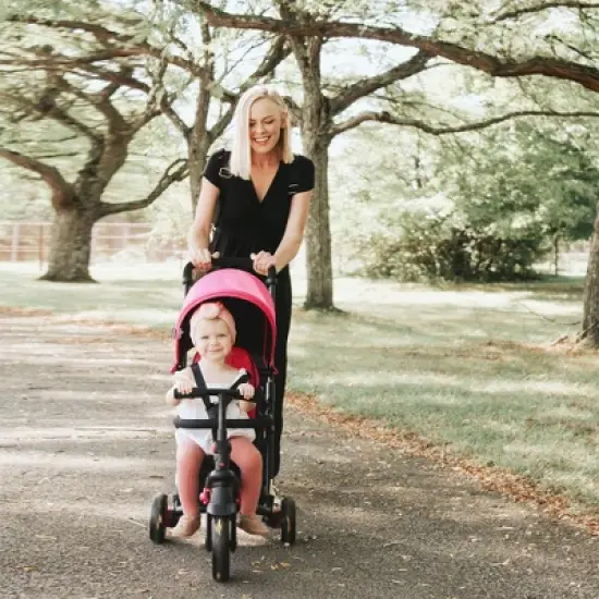 smarTrike STR3 Folding Toddler Tricycle with Stroller Certification 6-in-1 Multi-Stage Trike - Pink - 1-3 Years image {4}