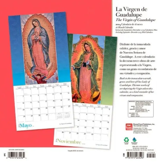 Browntrout 2024 Wall Calendar  12"x12" Bilingual Spanish/English La Virgen de Guadalupe image {1}