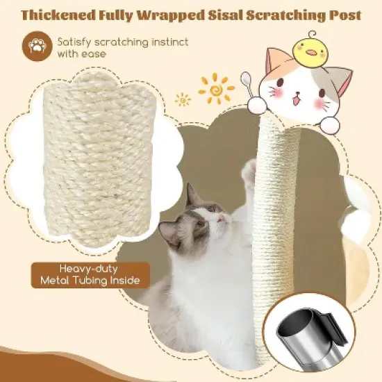Tangkula Flower Cat Tree 33 Inch Cute Cat Tower with Sisal Scratching Post Washable Padded Top Perch Cat Condo image {4}