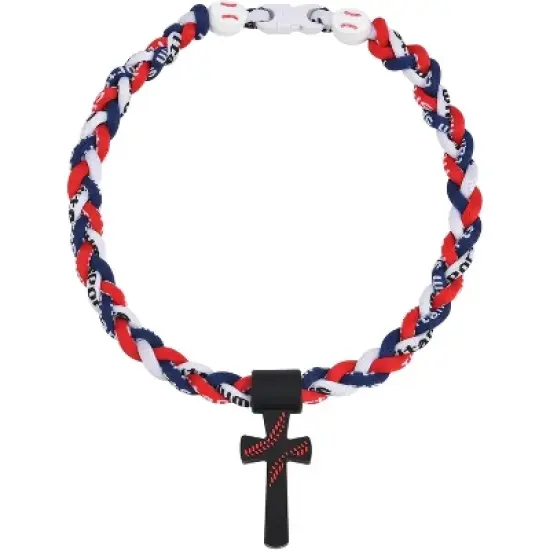 Baseball Necklaces for Boys, Baseball Necklace Three-Braid Rope Tornado Cross Necklace Sports Titanium Necklace Baseball Rope Necklace image {6}