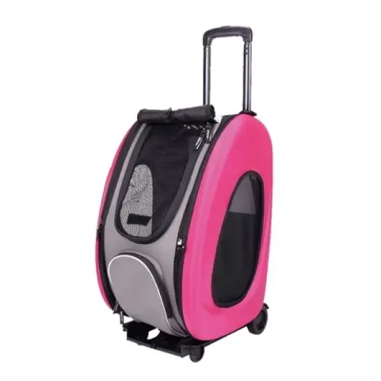 Ibiyaya Compact Multifunctional 5-in-1 EVA Convertible Foldable Small Pet Carrier/Stroller Combo System for Dog or Cat up to 16 Pounds, Pink image {1}