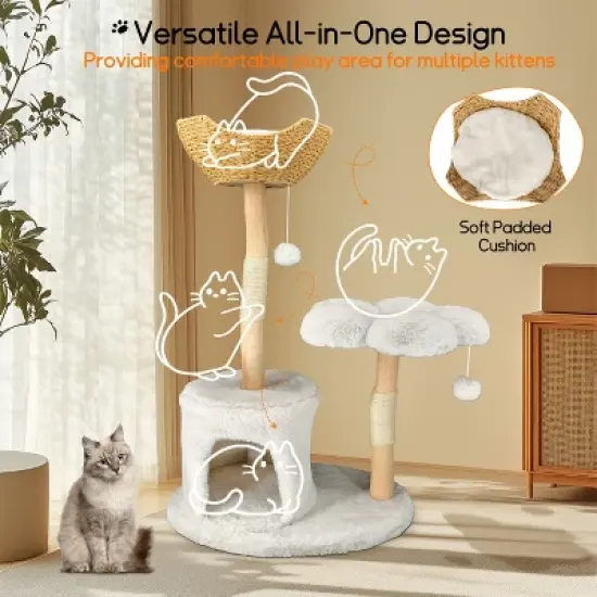 Artloge 47" Tall Sturdy Cat Tree Tower Multi-Level Play Activity Center Luxury Cats House with Cozy Condo & Scratching Post & Toy Ball image {3}