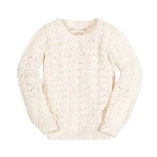 Hope & Henry Girls' Long Balloon Sleeve Pointelle Pullover Sweater, Infant image {7}