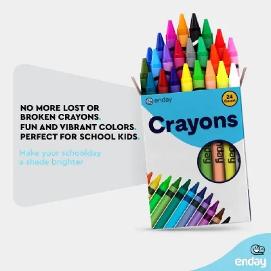 Enday 24 Count Crayons, for Kids & Teachers, Easy to Hold Toddler Crayons, Premium Non-Toxic image {3}