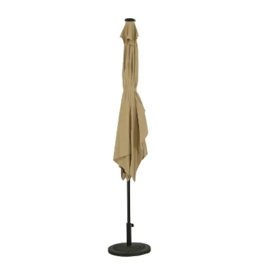10' x 6.5' Rectangular Nassau Market Patio Umbrella with LED Bulb Lights Champagne - Island Umbrella image {1}