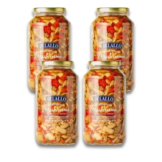 DeLallo Portobello Mushrooms and Roasted Peppers, 32 oz Jar, (4 Pack) image {7}