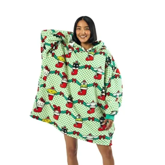 Hello Kitty & Friends Christmas Character Stockings Green Hoodie Wearable BlanketOSFA image {2}