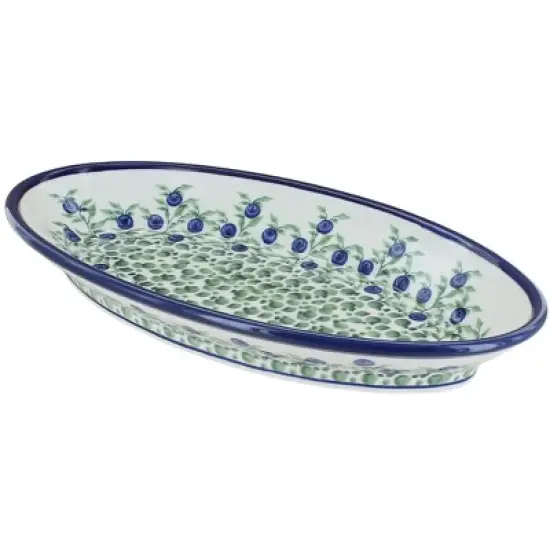 Blue Rose Polish Pottery 1103 Zaklady Small Oval Platter image {8}