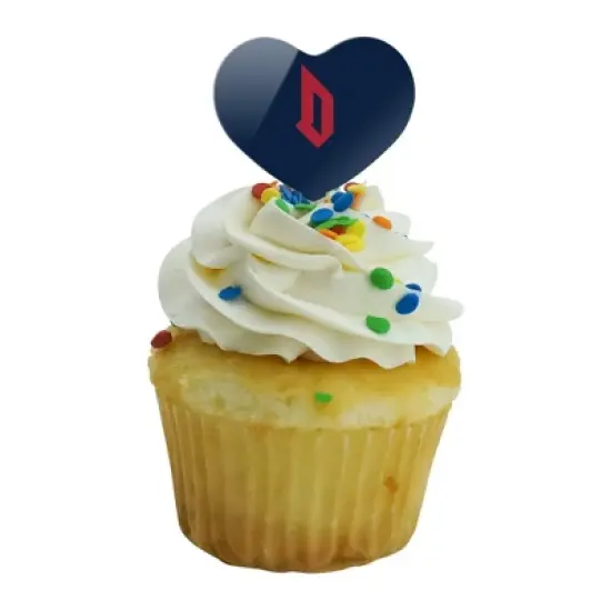 Duquesne University Primary Logo Heart Love Cupcake Picks Toppers Decoration Set of 6 image {4}