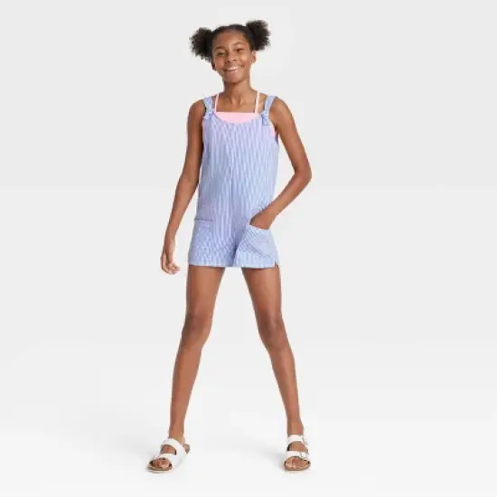 Girls' Chambray Striped Cover Up Dress - art class&trade; Blue image {3}