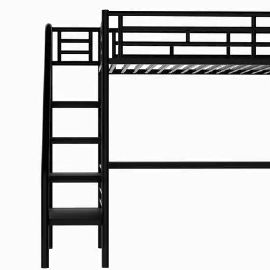 Metal Twin Size Loft Bed with Desk, Black - ModernLuxe image {7}