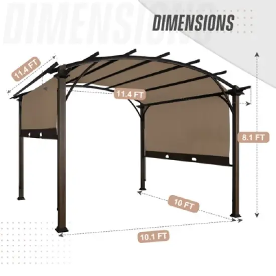 EAGLE PEAK 11.4x11.4 Outdoor Pergola with Retractable Textilene Sun Shade Top image {1}