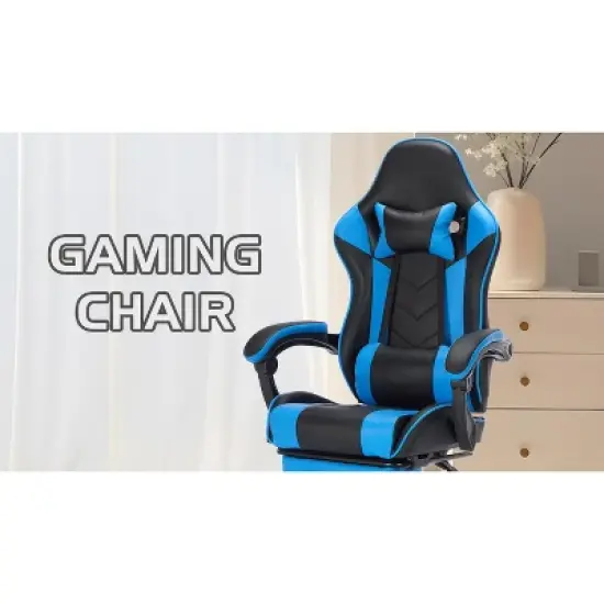 Racxily Gaming Chair w/ Footrest, Ergonomic Computer Chair with Headrest and Lumbar Support, Breathable Material Height Adjustable image {7}