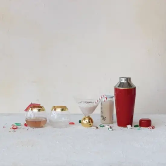 Storied Home 10 oz. Stemless Drinking Glass with Gold Electroplated Rim, Clear image {2}