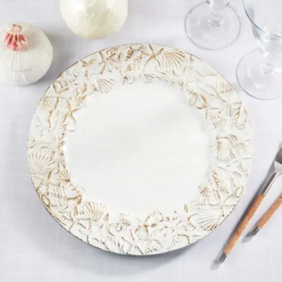 Saro Lifestyle Sea Shell Embellished Charger Plate (Set of 4) image {4}