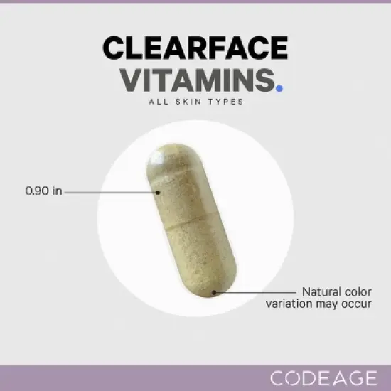 Codeage Codeage Clearface, Pantothenic Acid & Niacin, Skin Vitamins & Botanical Blend, Probiotics - 90ct image {7}