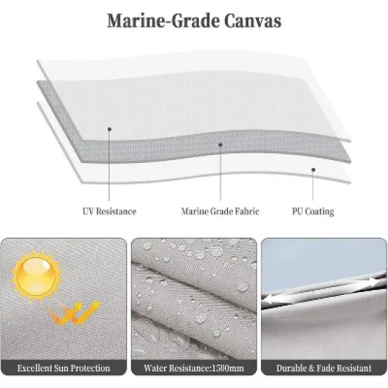 4 Bow Bimini Top Boat Cover with 1" Aluminum Alloy Frame, 600D Marine Grade Fabric, Adjustable Rear Support Poles, Zippered Storage Boot & Heavy Duty image {2}