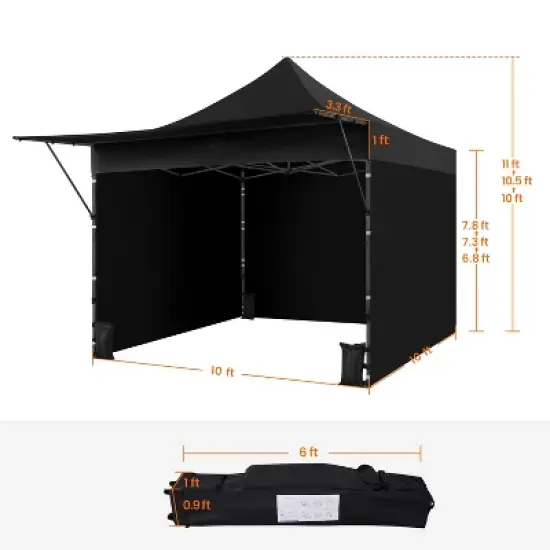 Yaheetech Portable 10 X 10 ft. Pop-up Canopy Tent with 3 Sidewalls and Adjustable Awning image {2}