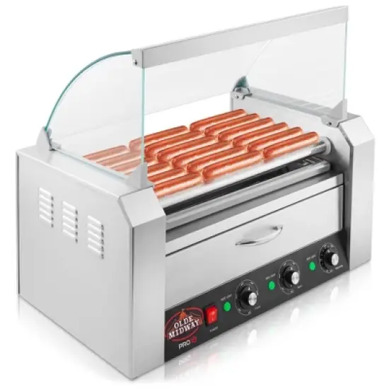 Olde Midway Electric Hot Dog Roller Grill Machine with Bun Warmer, Commercial Grade image {9}