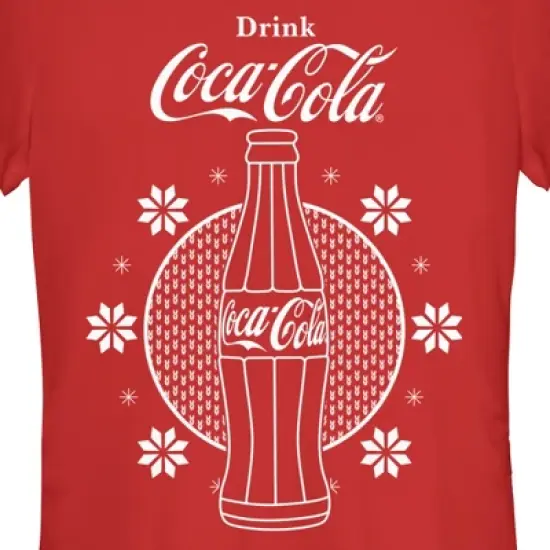 Junior's Coca Cola Christmas Snowflakes Bottle T-Shirt image {1}