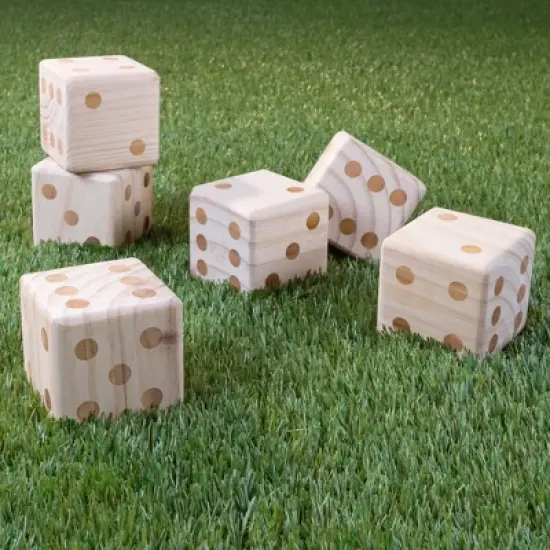 Toy Time Giant Wooden Yard Dice - 6 Outdoor Dice with Carrying Case image {1}