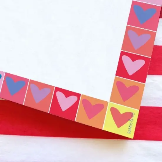 Rainbow Heart 6" x 6" Square Love Notepad by Ramus & Co (100 Heavyweight Tear-Off Sheets) image {2}