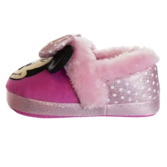 Disney Kids Girl's Minnie Mouse Slippers - Plush Lightweight Warm Comfort Soft Aline House Slippers - Light Pink (size 5-12 Toddler/Little Kid) image {4}