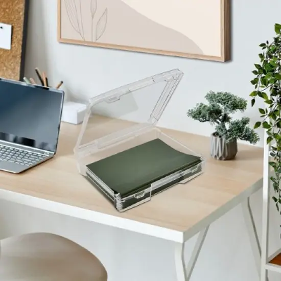 Sorbus Hanging File Organizer Bins Clear Plastic Stackable for Document Storage image {6}