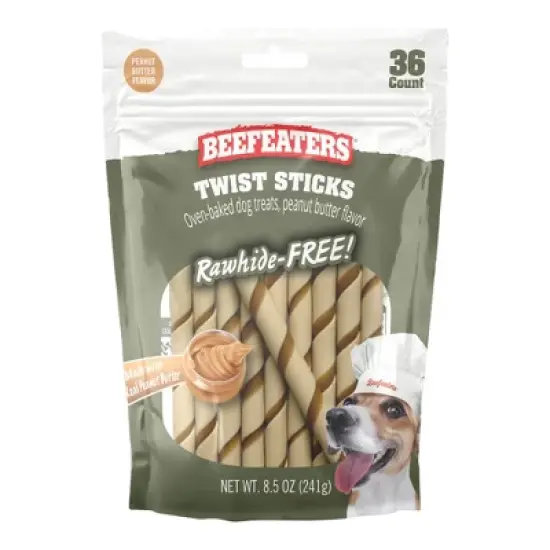 Beefeaters Rawhide Free Twist Sticks PB, 36ct image {3}