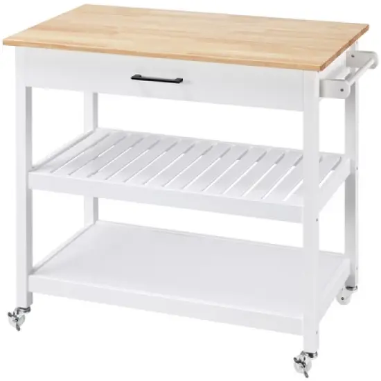 Yaheetech Rolling Kitchen Island Microwave Oven Stand with 3 Shelves and Worktop image {9}