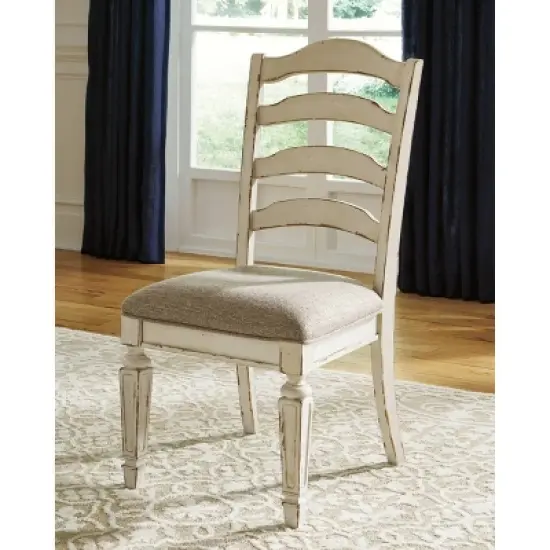 Set of 2 Realyn Ladderback Dining Upholstered Side Chair Chipped White - Signature Design by Ashley image {1}