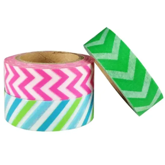 Wrapables Colorful Lines Japanese Washi Masking Tape (Set of 3) image {1}