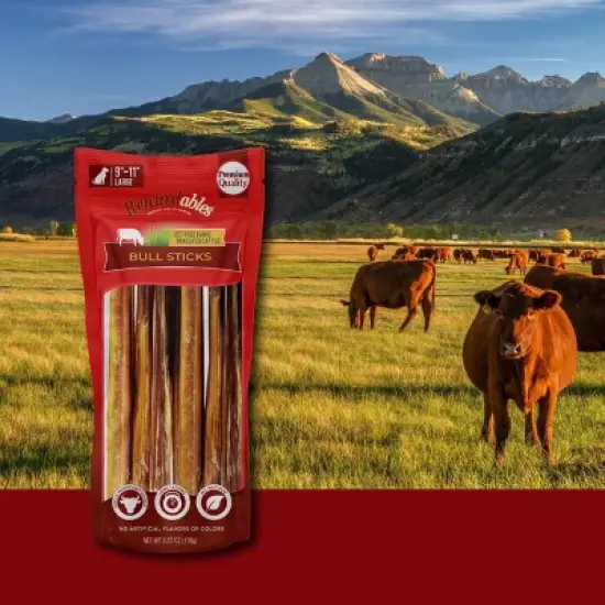 Rewardables 9" to 11" Bull Stick Beef Flavored Dog Treat - 6.25oz image {4}