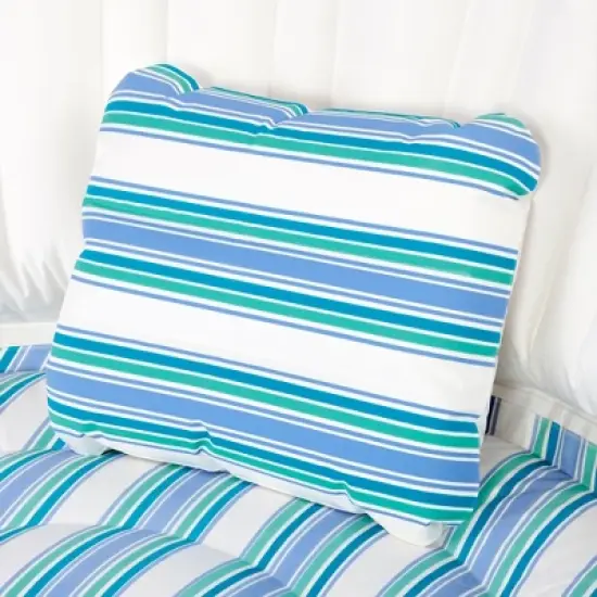 Swimline Solstice Aqua Sofa 2 to 3 Person Inflatable Pool Lounger Couch Float Raft w/Instaflate System & Throw Pillows for Kids & Adults, Blue/White image {3}