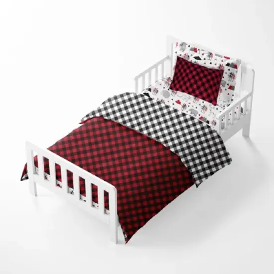 Bacati - Lumberjack Red Black 5 pc Toddler Bedding Set image {3}
