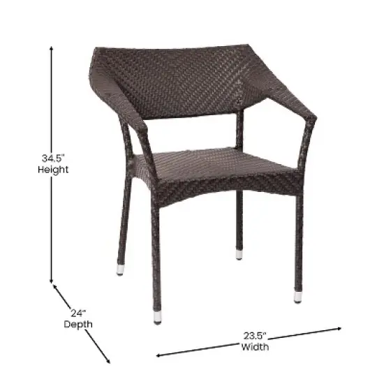 Emma and Oliver Modern All-Weather Patio Dining Chair with Fade and Weather Resistant PE Rattan and Reinforced Steel Frame image {6}
