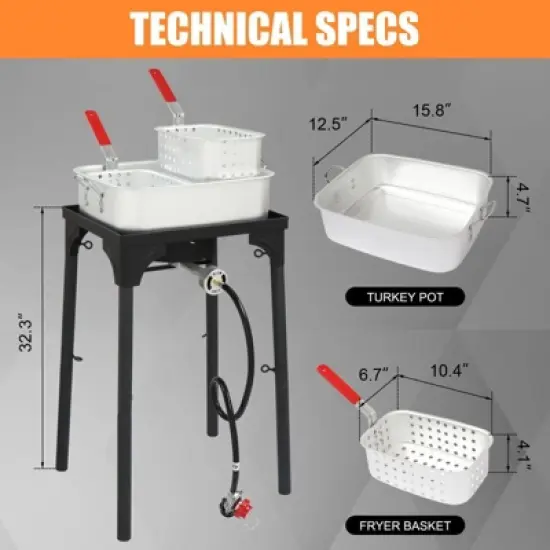 Winado Double Fryer With 2 Baskets Propane Burners For Outdoor Cooking image {2}