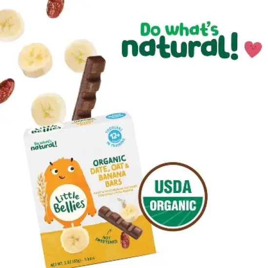Little Bellies Organic Date Oat and Banana Bars Toddler Snacks - 3oz image {2}