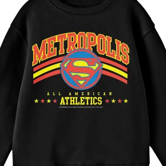 Superman Metropolis All American Athletics Crew Neck Long Sleeve Black Youth Tee image {1}