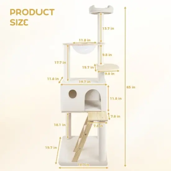 Whisen 65" Cat Tree with Condo & Ladder image {6}
